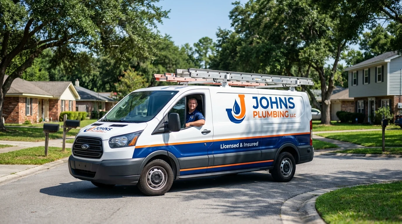 Johns Plumbing LLC service van in Marlboro, NY