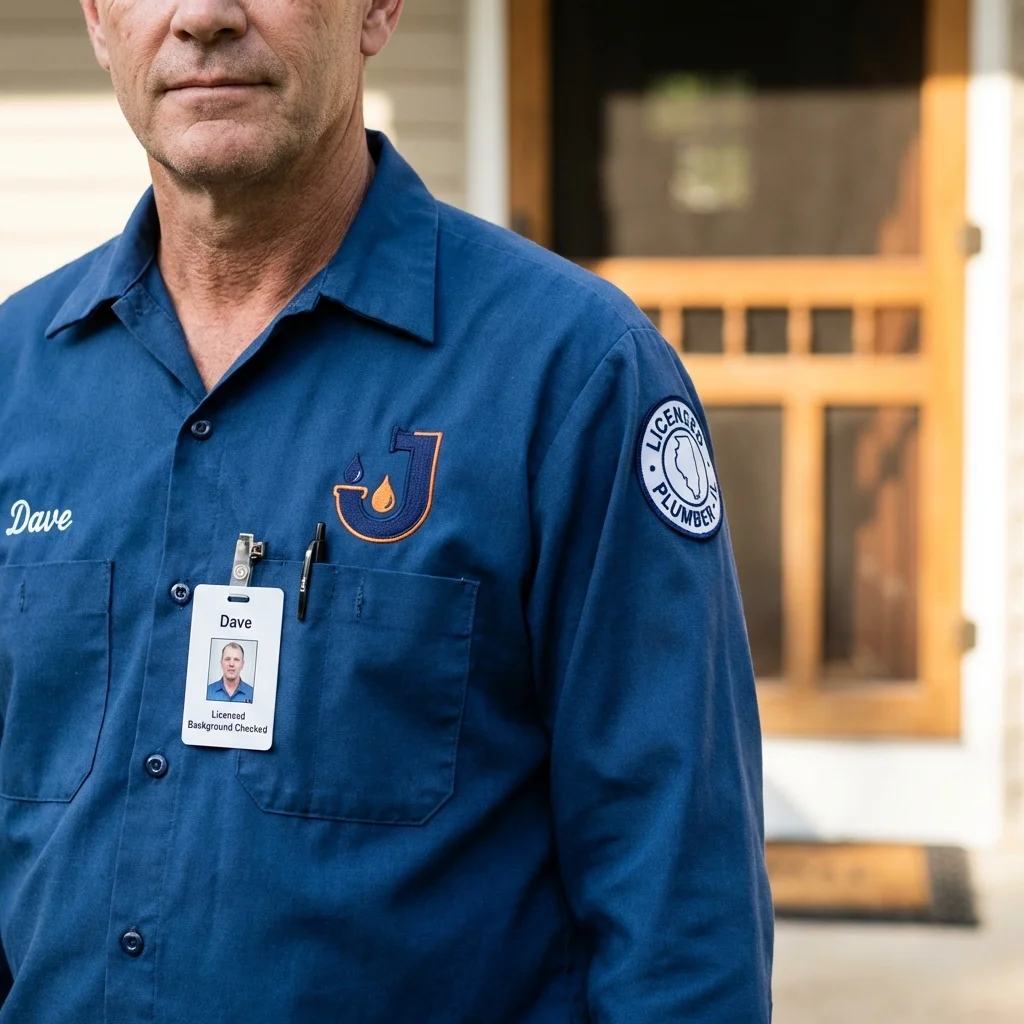 Licensed plumber showing ID badge in Marlboro, NY