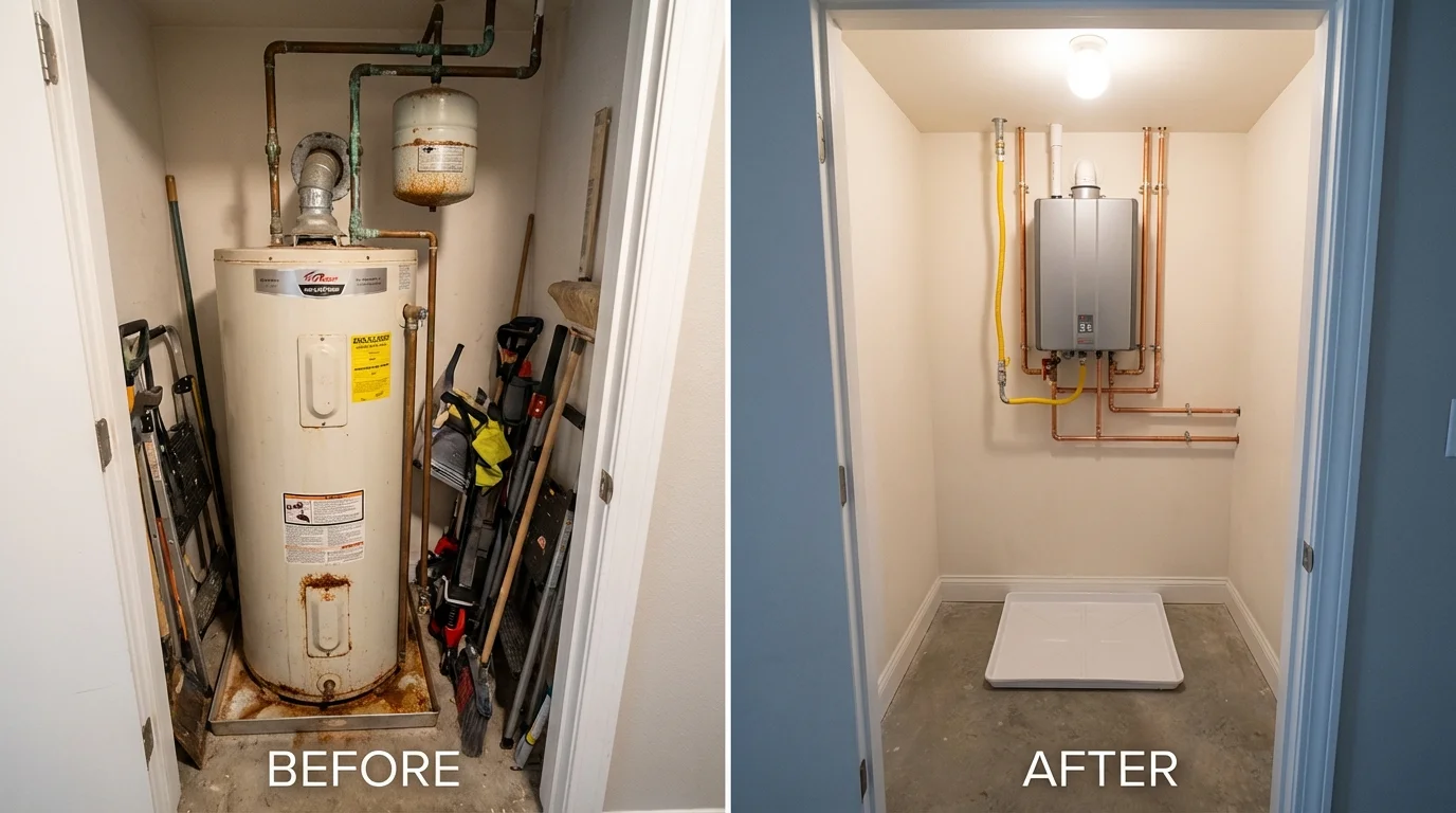 Tank water heater versus wall-mounted tankless unit comparison for Marlboro, NY homeowners